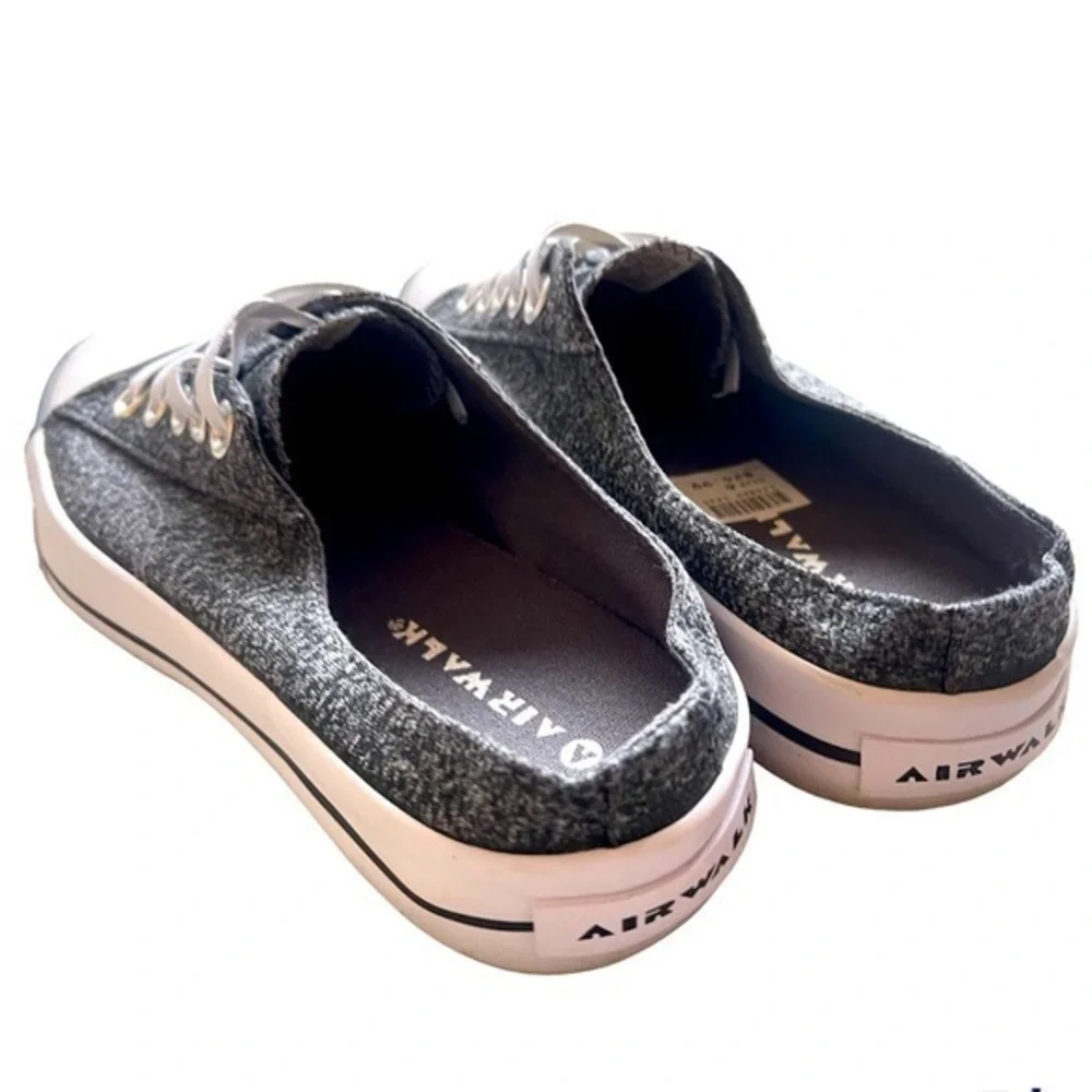 6 Women’s Airwalk Slip On Sneakers - Open Heel Elastic Tennis Shoes Heather Grey